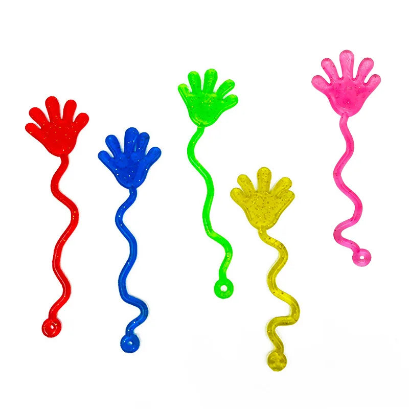 Veltora glitter sticky hands toy set with elastic squishy slap palm toys, fun novelty party favors and gag gifts.