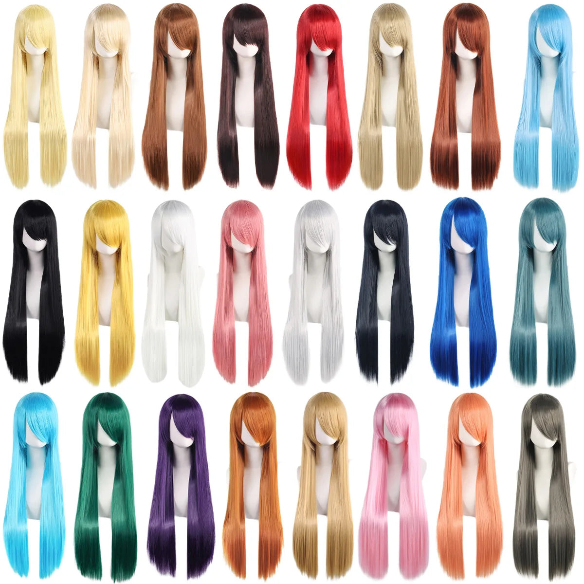 Veltora cosplay wig with long synthetic green, pink, and silver hair, straight style with bangs, ideal for Lolita costumes