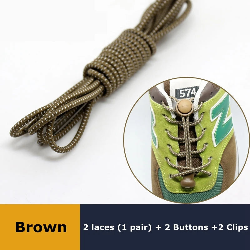 Pair of Veltora elastic no-tie sneaker shoelaces with locking stretch design and round rubber shoestrings for easy, secure fit.