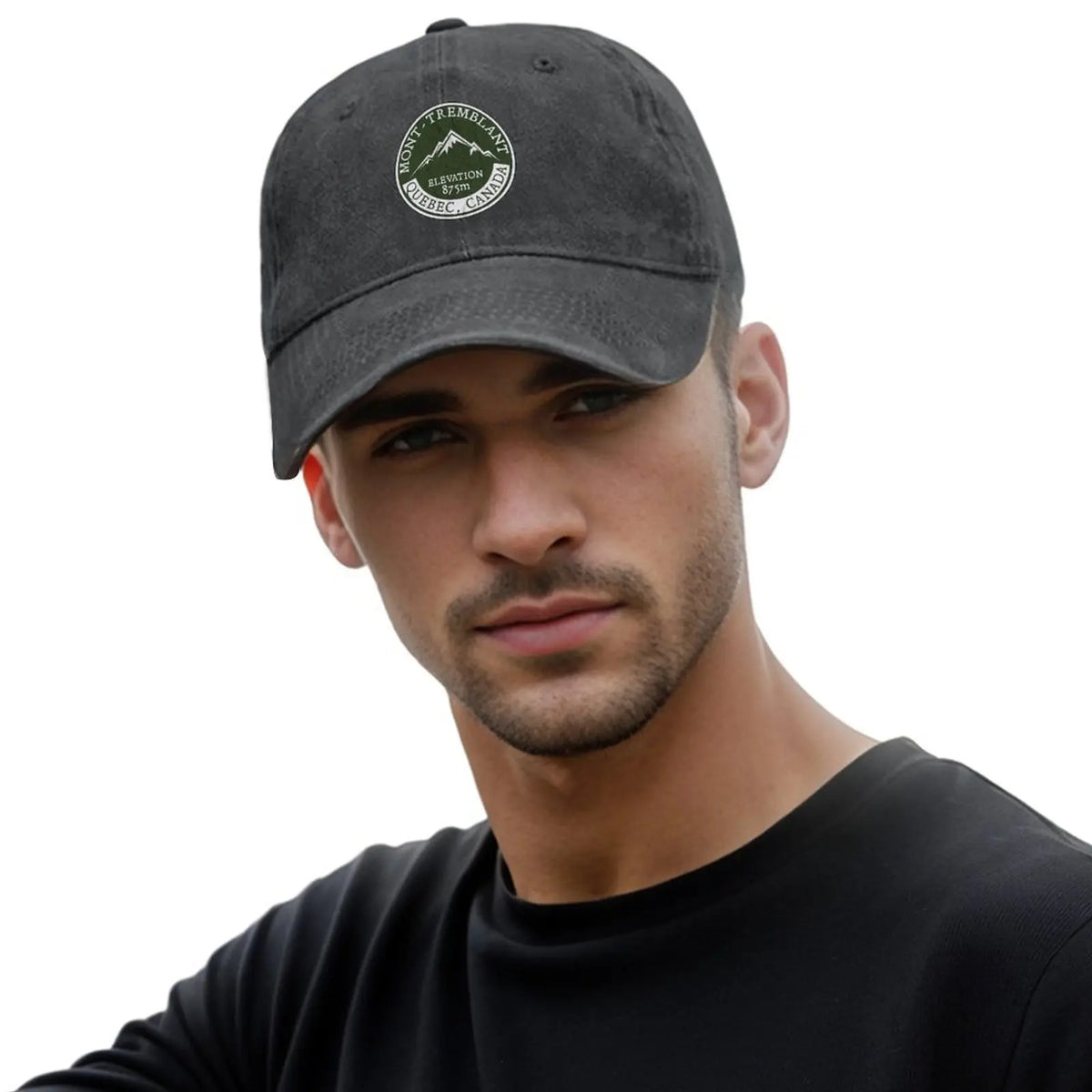 Veltora men's tactical baseball cap featuring Mont Tremblant Canada skiing design, suitable for beach and casual wear.