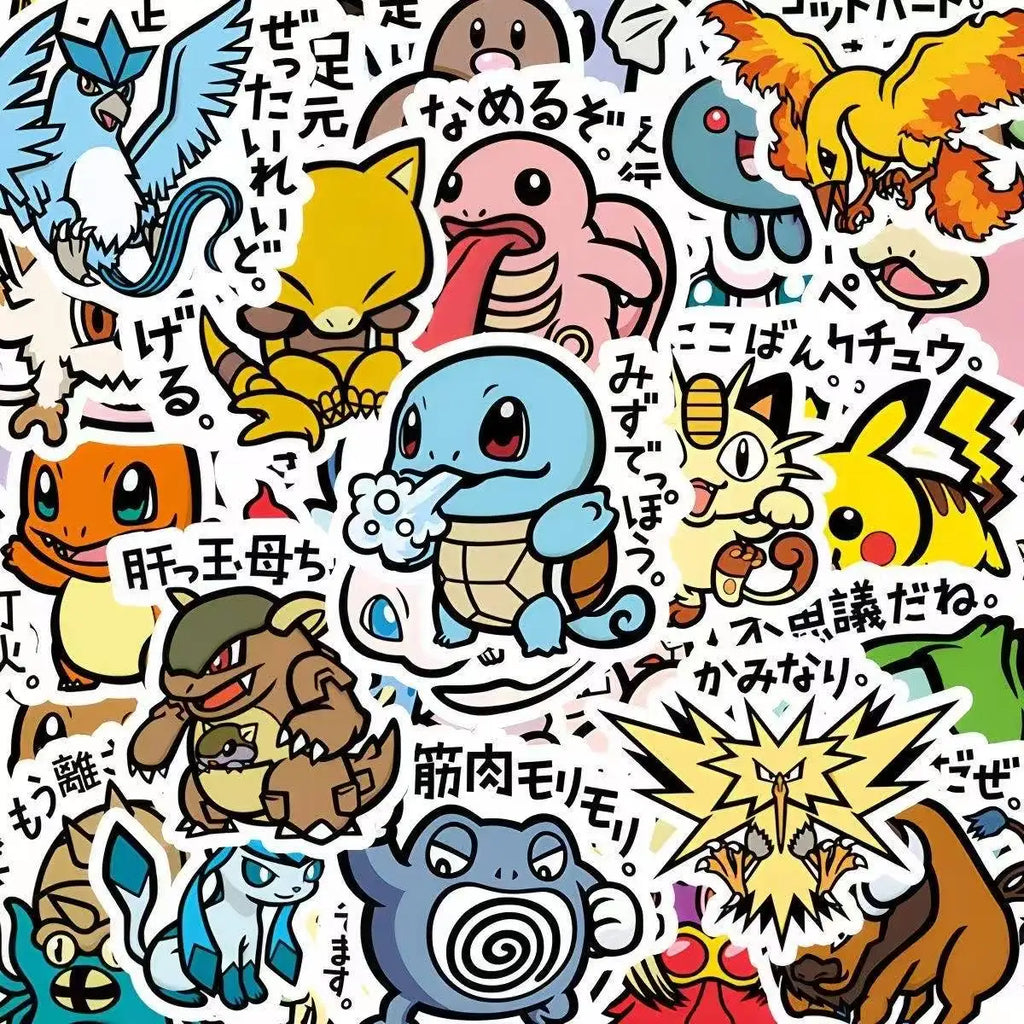 Set of 56 Veltora anime Pokemon Pikachu stickers featuring cartoon designs for decorating laptops, crafts, and gifts.