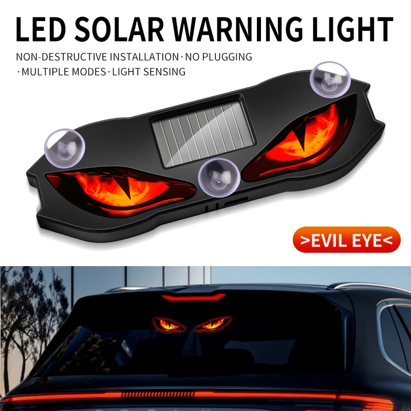 Veltora solar powered neon car LED ambient light with demon eye design, wireless, rechargeable, with suction cup for easy installation