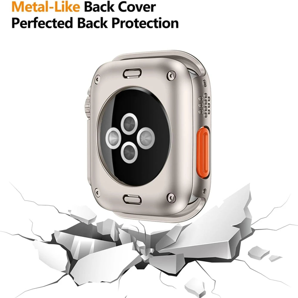 Veltora screen protector cover for Apple Watch 45mm 44mm 40mm 41mm 42mm 46mm, with PC bumper case for iWatch series 7, 8, 9, 10, SE.