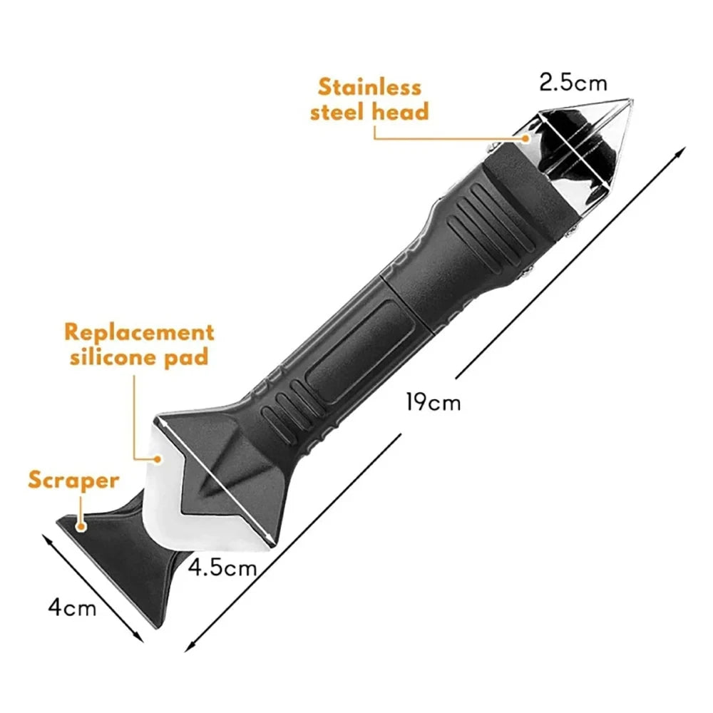 Veltora 5-in-1 metal head shovel glue tool kit with silicone spatula, caulk remover, grout removal, sealant finishing, and corner scraper