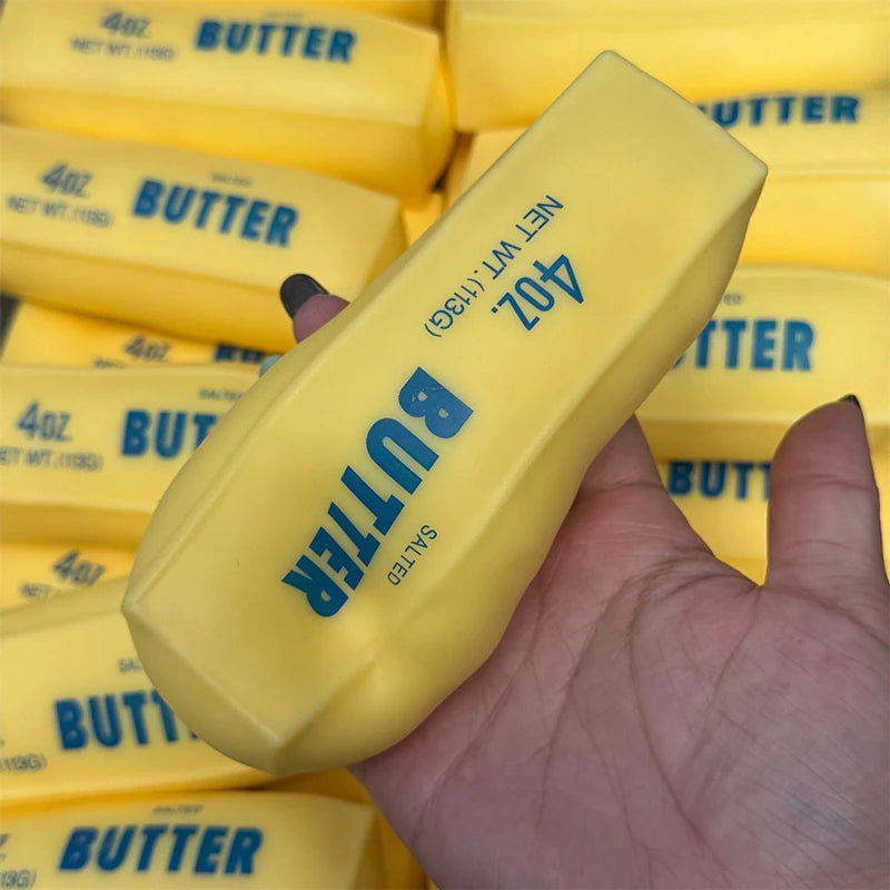 Veltora butter stick squishy stress ball, round toy with crunchy blocks, hand-relaxing ASMR fidget toy for stress relief.