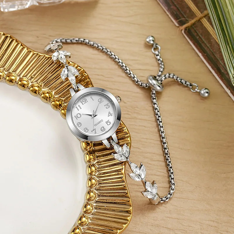Veltora women's luxury quartz watch with rhinestone bracelet, elegant jewelry for women and girls, stylish and gift-ready