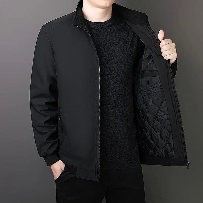 Veltora TFETTERS 8XL men's winter fleece-lined cotton parka coat with stand collar, thick and warm for cold weather.