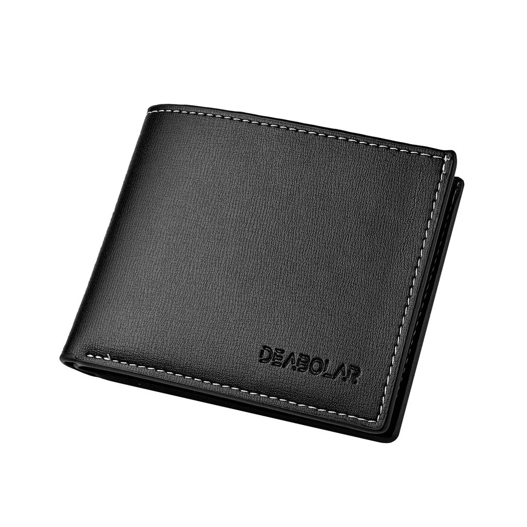 Veltora men's slim PU leather short wallet with folding design, perfect for credit cards and cash storage.