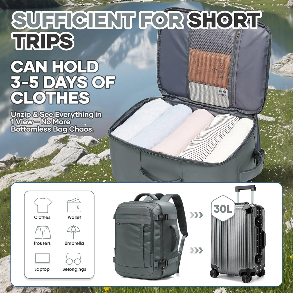 Veltora Ryanair cabin backpack with 40x30x20 dimensions, outdoor travel and school bag with laptop compartment and storage pockets.