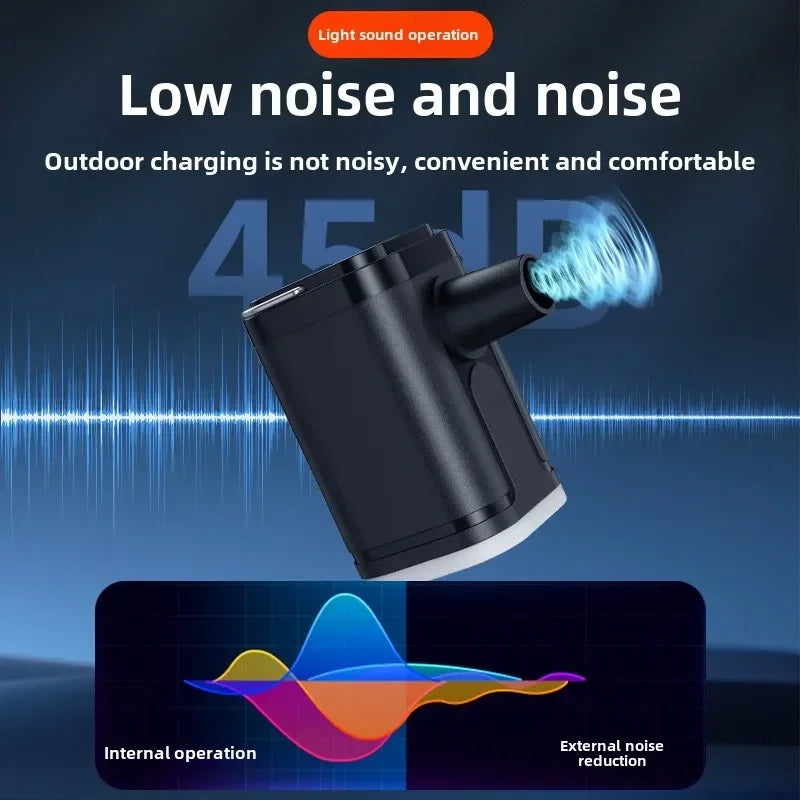 Veltora YIJU wireless inflatable pump with multiple nozzles for air cushions, beds, swim rings, and outdoor inflation tasks.