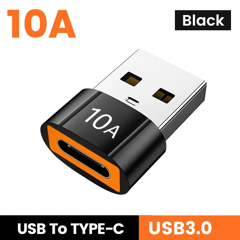 Veltora 10A OTG USB 3.0 Type C adapter, USB female to Type C male, fast charging for Xiaomi, Samsung, laptop, and PC.