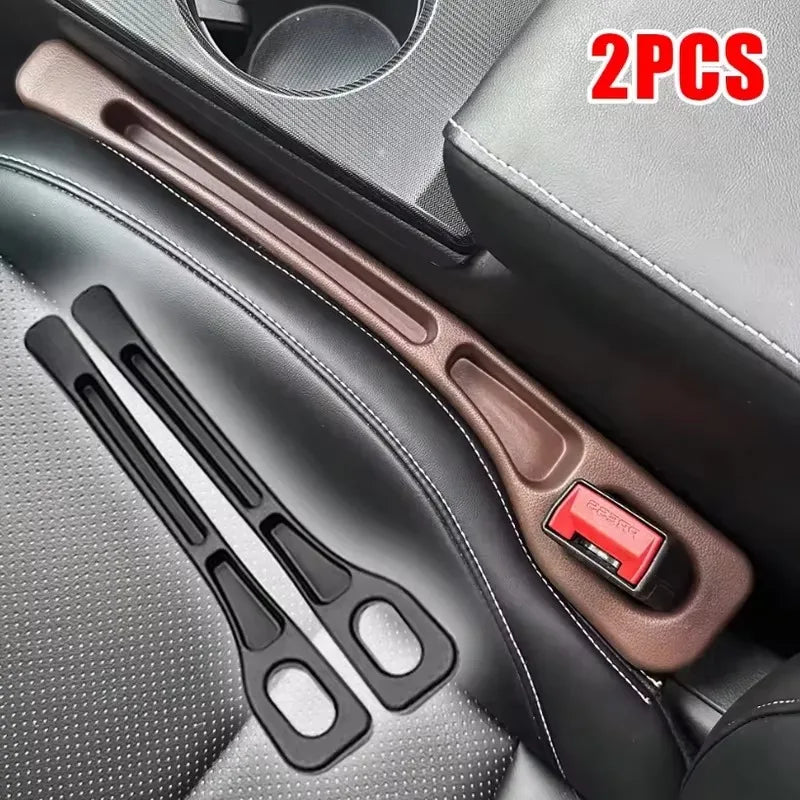 Veltora 2-pack automotive interior accessories including car seat gap plug, anti-leak strip, and multi-functional storage box.