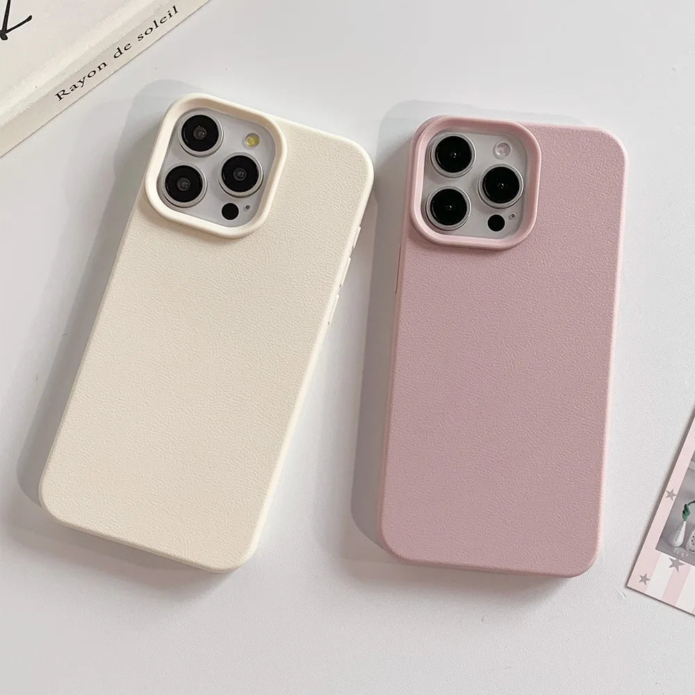 Veltora leather phone case for iPhone 17 Pro Max and other models, shockproof soft TPU cover with textured leather finish.