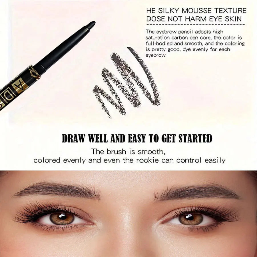 Veltora waterproof black eyeliner pencils in 3 or 9-piece set, smudge-proof, sweat-resistant for bold eye makeup looks.
