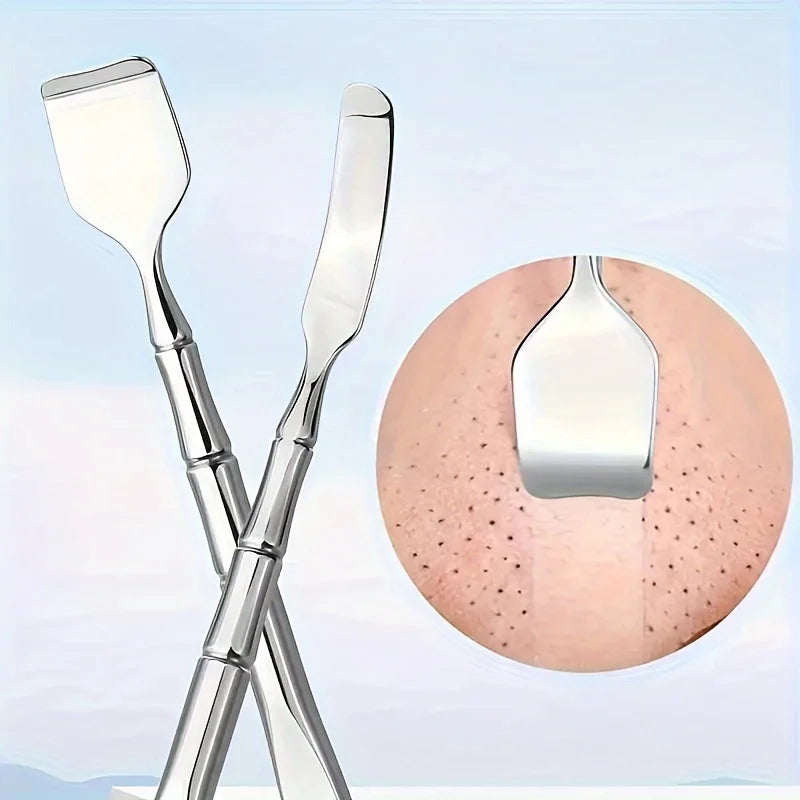Veltora double-ended blackhead remover tool with facial pore cleaner, exfoliator, and massage tips for smooth skin.