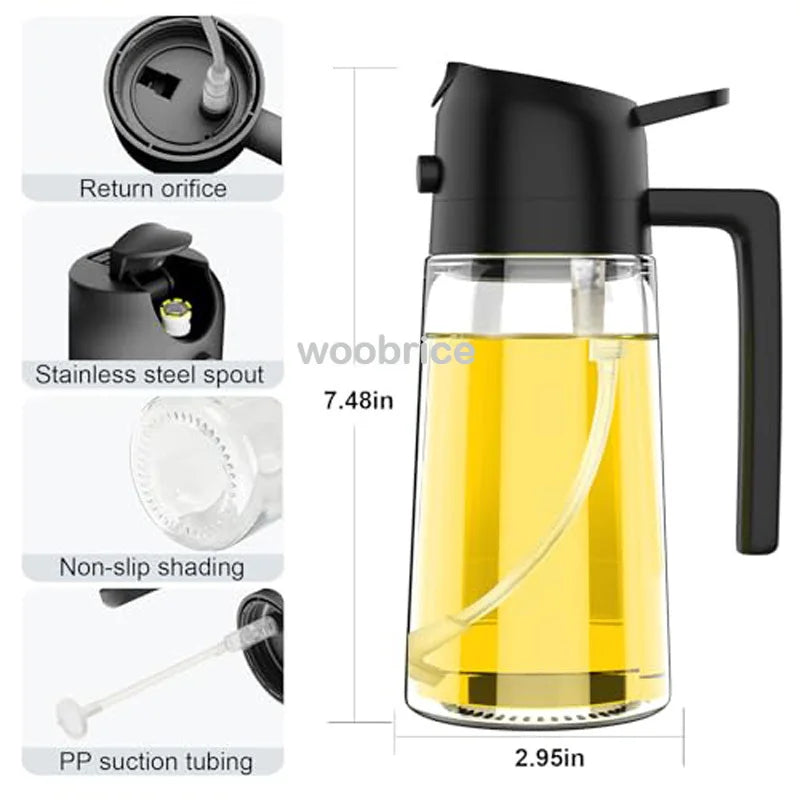 Veltora 2-in-1 kitchen spray oil dispenser and brush, ideal for air fryer, salad, grilling, roasting, and cooking.