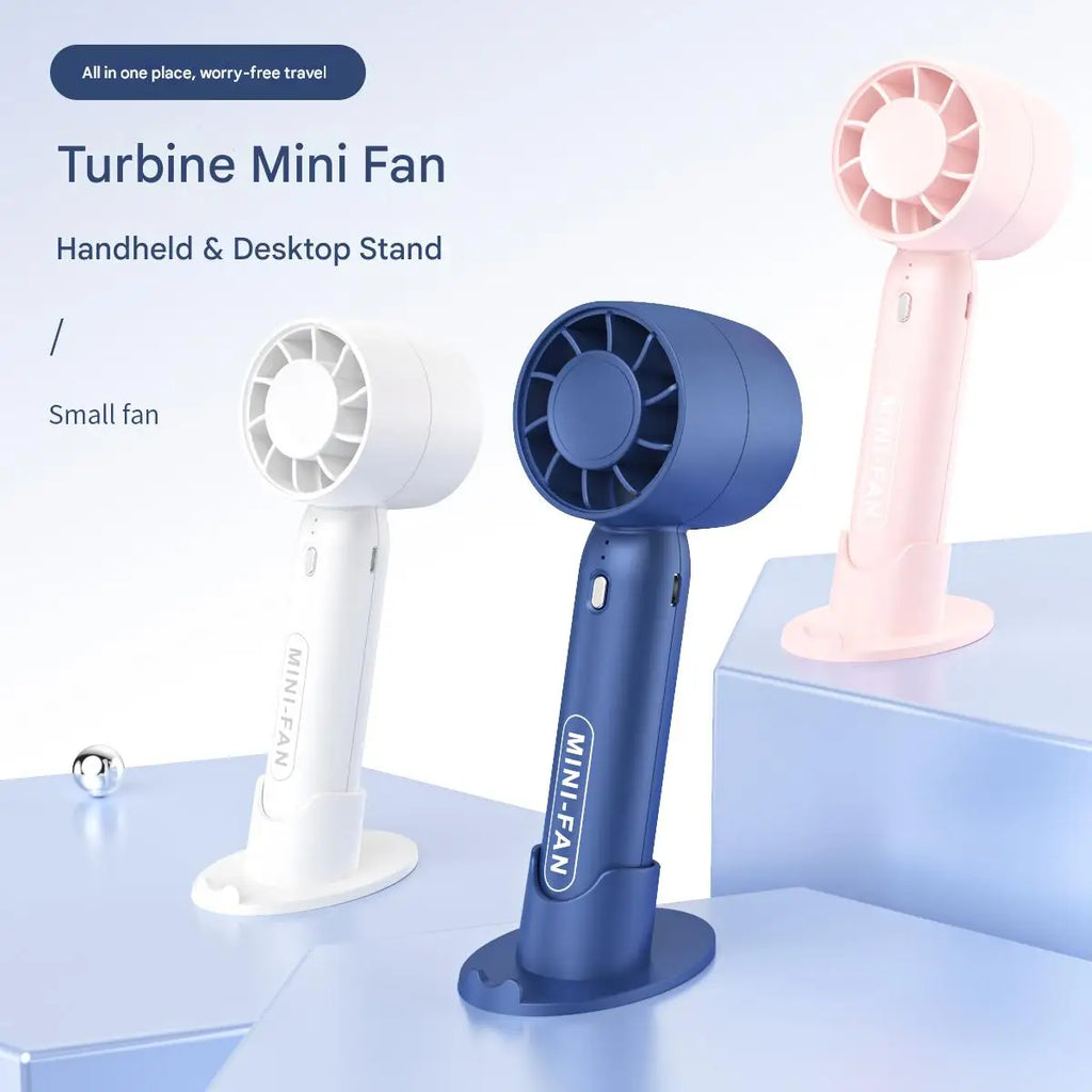 Veltora Turbo handheld mini fan with USB charging, lightweight portable design, long-lasting battery, ideal for outdoor use