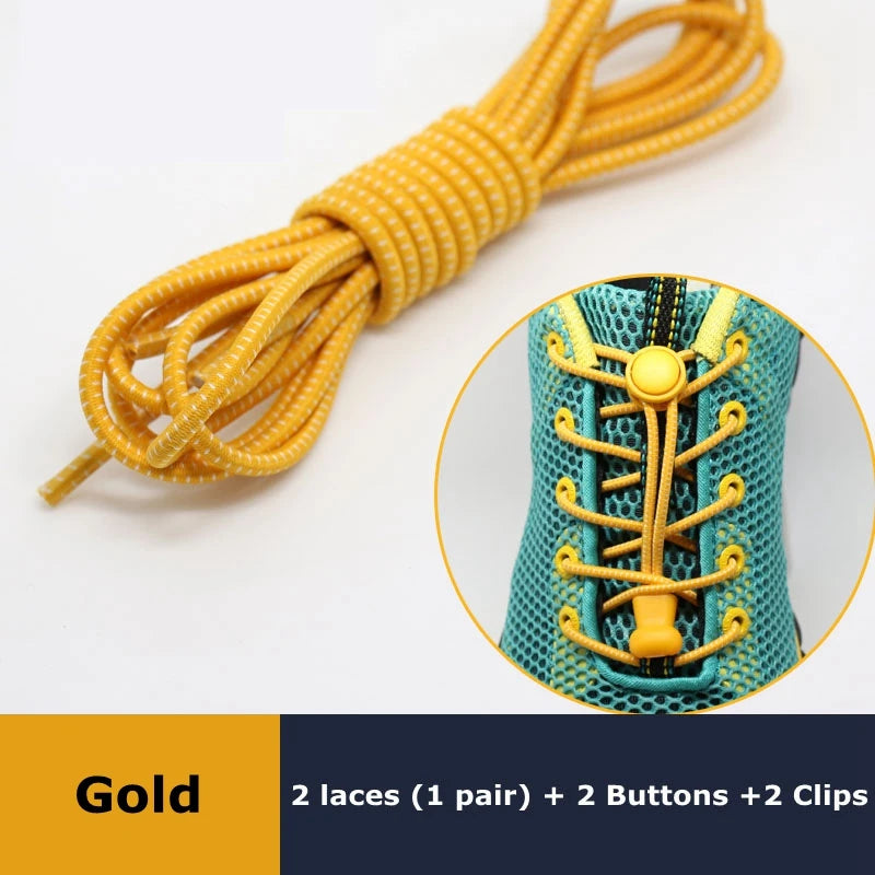 Pair of Veltora elastic no-tie sneaker shoelaces with locking and stretching features, round rubber shoestrings for easy slip-on fit