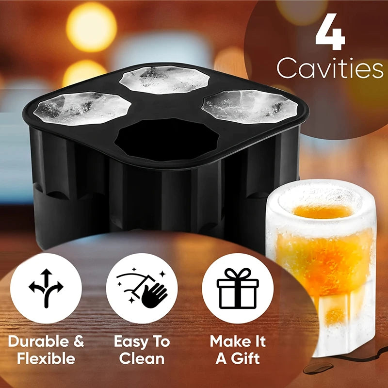 Veltora 4-cup silicone skeleton-shaped ice cube mold tray for Halloween and summer bar parties, perfect for frozen shots and cocktails.