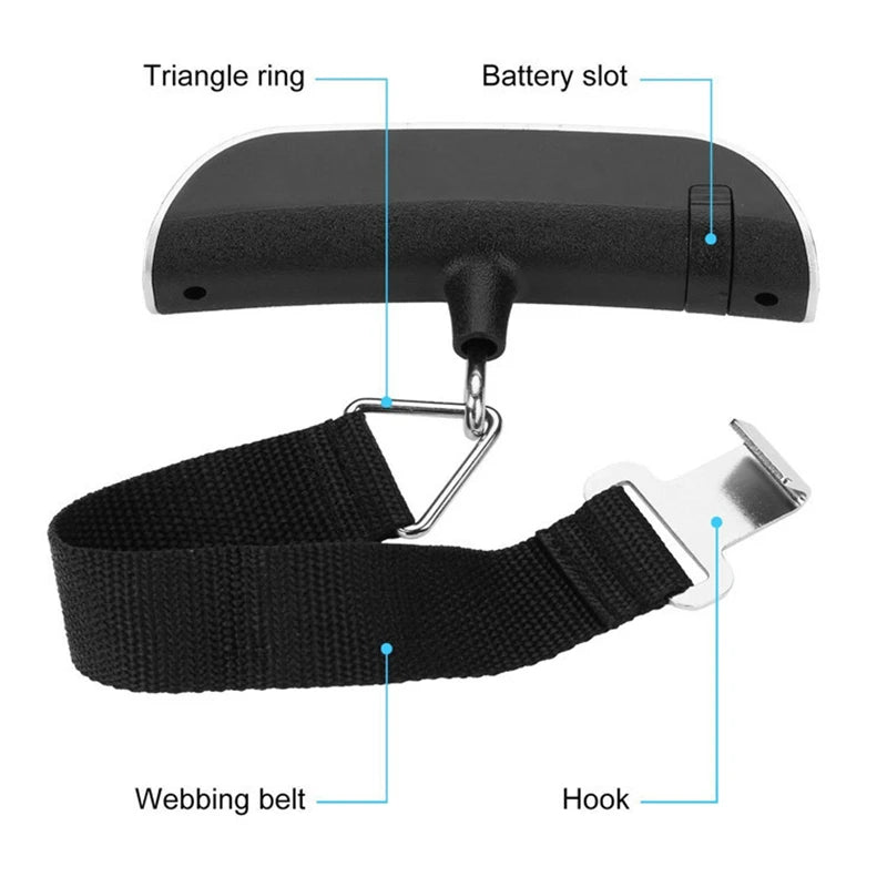 Veltora portable digital luggage scale with LCD display, weighing up to 50kg/110lb, for travel baggage and suitcase weight measurement
