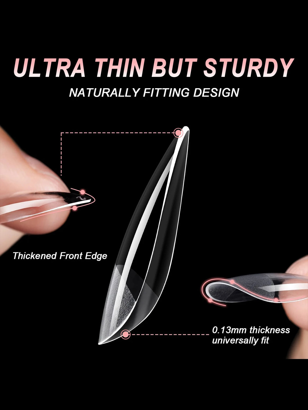 Veltora short almond gel nail tips in assorted sizes, full cover false nails for acrylics, salon and home press-on nail set