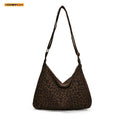 Veltora women's shoulder bag with leopard print, soft textile, large capacity, retro crossbody style for casual outings and commuting.