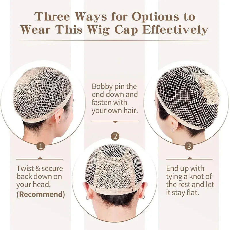 Stretchable nylon hair net by Veltora featuring mesh weaving design, ideal for wig making and styling for women.