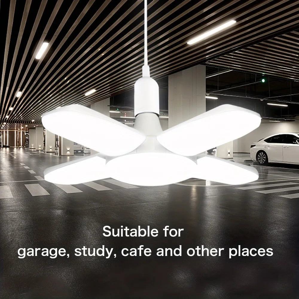 Veltora E27 fan shape foldable 28W LED bulb with white light, 6500K, suitable for ceiling lights, warehouses, and garages