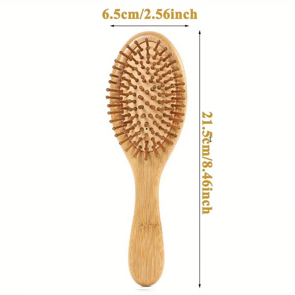 Veltora natural bamboo paddle comb with air cushion, anti-static, scalp massage, tangle-free design for real hair wigs.