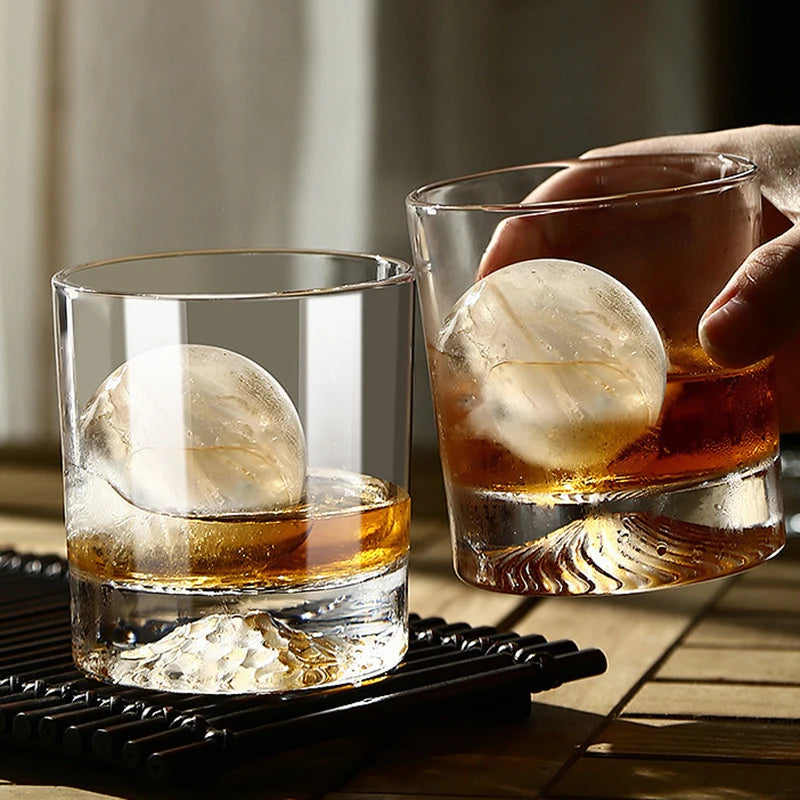 Veltora 300ml creative silhouette wine glass with iceberg design, thick bottom, suitable for whiskey, Christmas, wedding gifts