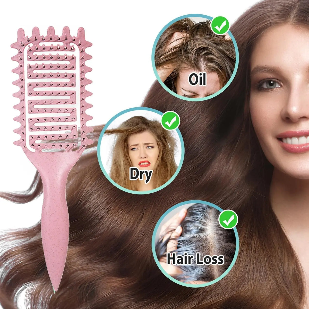 Veltora 3-in-1 curl defining styling brush for detangling, shaping, and defining curls in tangled hair.