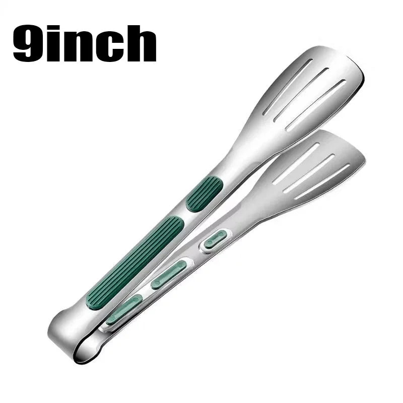 Veltora stainless steel food tongs with non-slip grip, ideal for meat, salads, bread, and grilling in the kitchen.