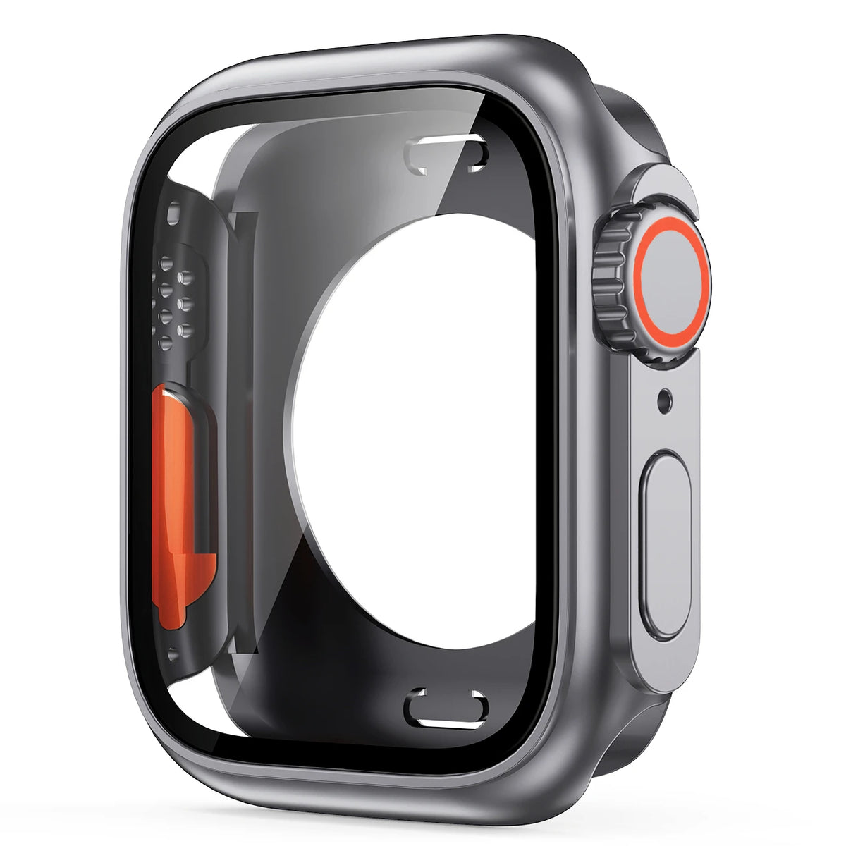 Veltora Apple Watch screen protector cover for 40mm to 45mm models, with front and rear bumper case in clear PC material.