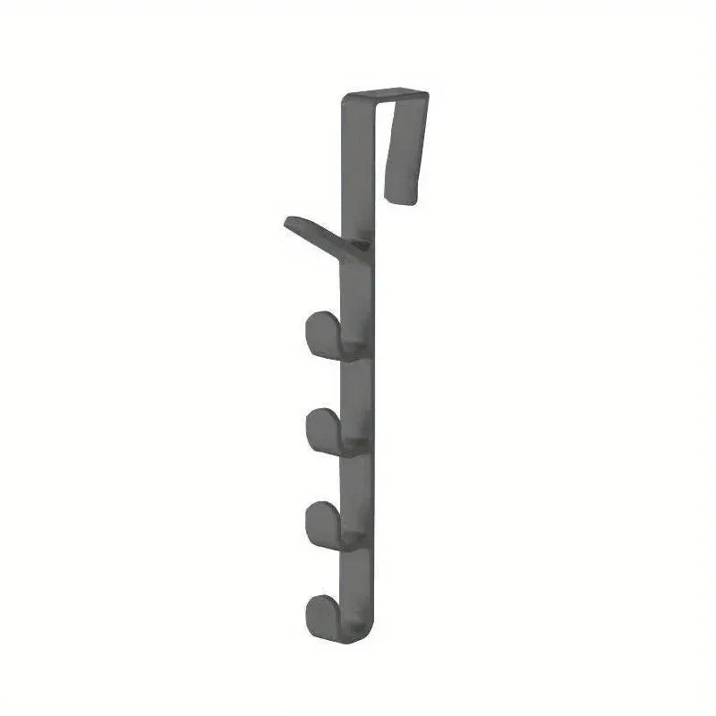 Veltora bedroom door hanger hook for clothes and bags, plastic over-the-door storage rack with purse holder and organization rails.