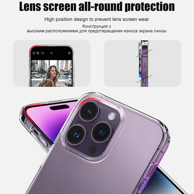 Veltora luxury clear silicone phone case for iPhone, shockproof transparent bumper back cover with precise cutouts for models 11 to 16.