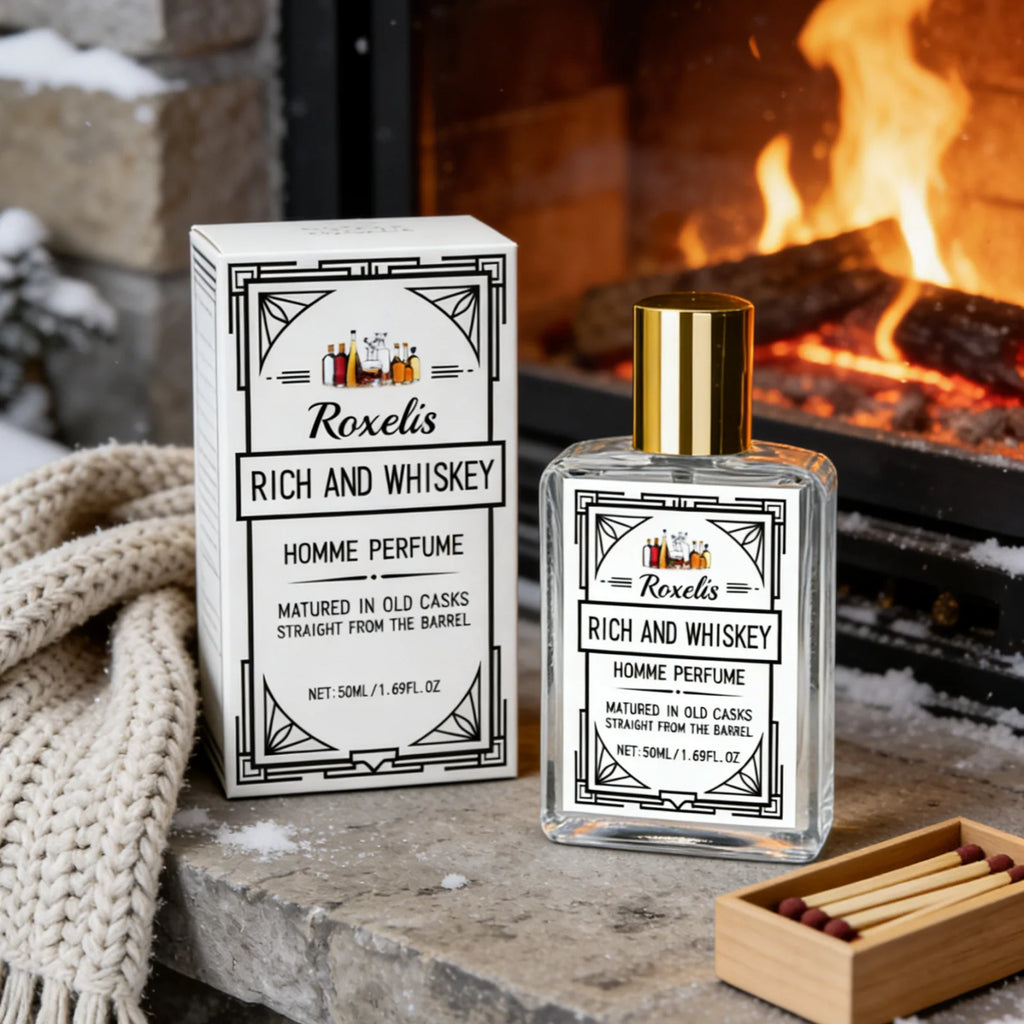Veltora Roxelis whiskey scent perfume for men in 50ml spray bottle, elegant light fragrance with lasting charm and confidence boost