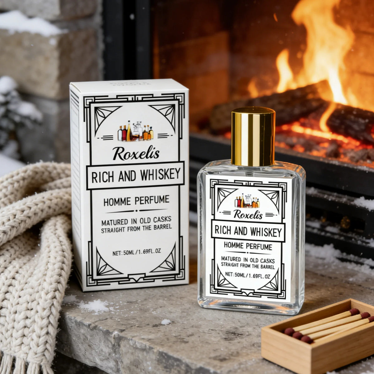 Veltora Roxelis whiskey scent perfume for men in 50ml spray bottle, elegant light fragrance with lasting charm and confidence boost