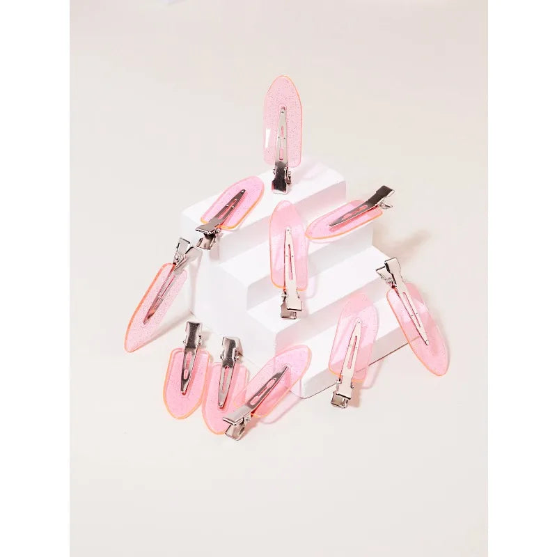 Set of 10 Veltora seamless transparent fashion hair clips for girls, ideal for styling, makeup, and facial accessories on real hair or wigs.
