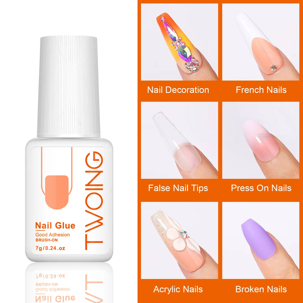 Veltora 7g super strong nail glue for false and acrylic nails, featuring precise applicator and lasting adhesion for press-on and fake nails.