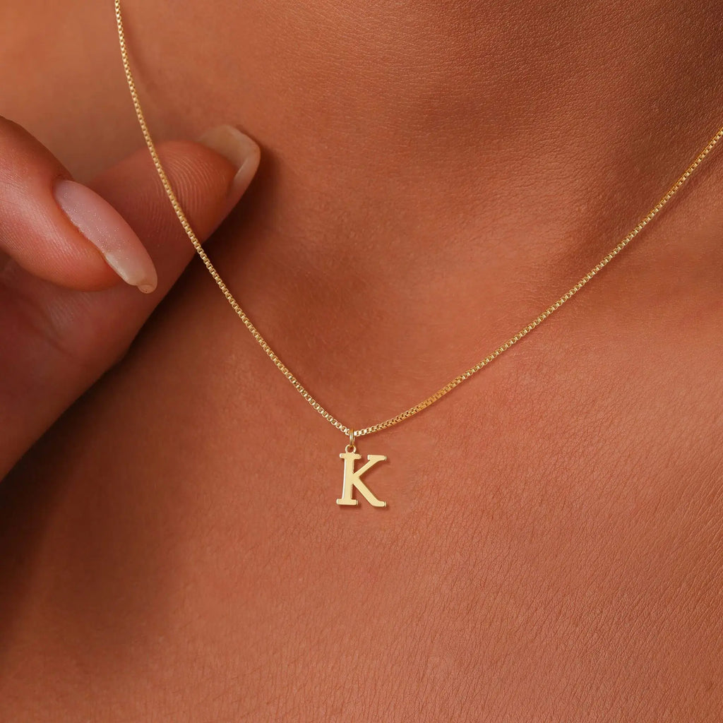 Gold-plated A-Z initial necklace by Veltora featuring a cute letter pendant on stainless steel chain for women.