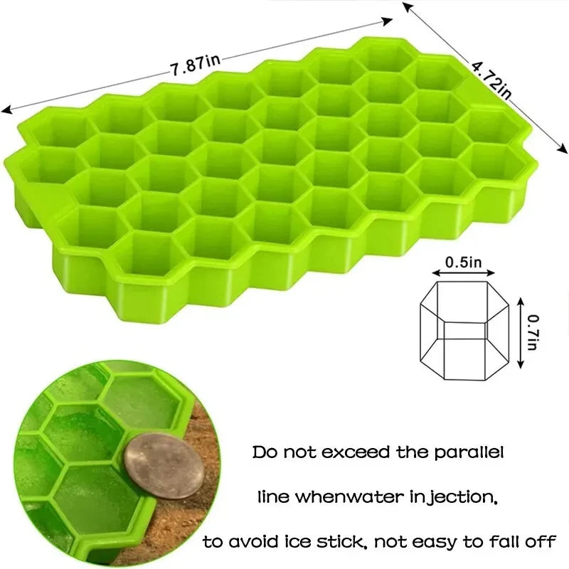 Veltora honeycomb 37-lattice cube ice tray mold without lid, flexible silicone DIY ice cube maker for creative frozen treats