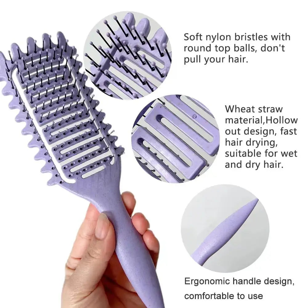 Veltora 3-in-1 curl defining styling brush with hollow design, detangling and shaping curly hair, barber styling tool