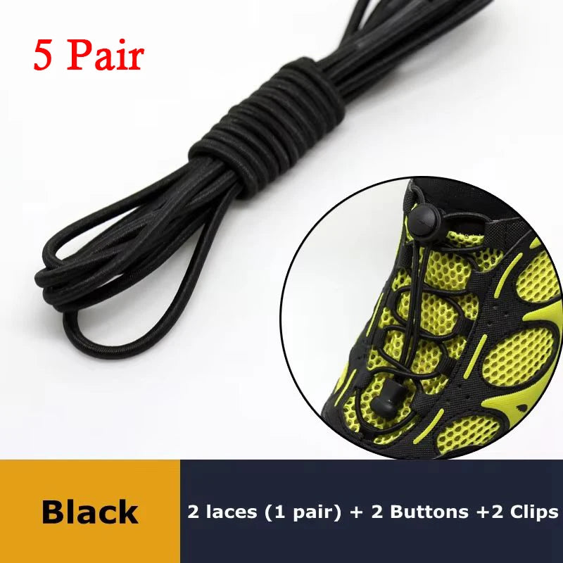 Veltora elastic no-tie sneaker shoelaces with locking feature, round rubber stretch laces for easy, quick fastening on athletic shoes