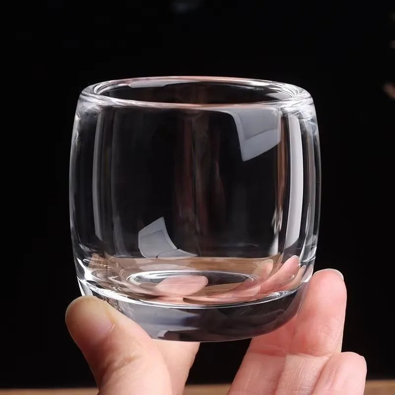 Veltora crystal glass health tea cup, thickened 100ml single cup for high-grade tea, clear and elegant design.