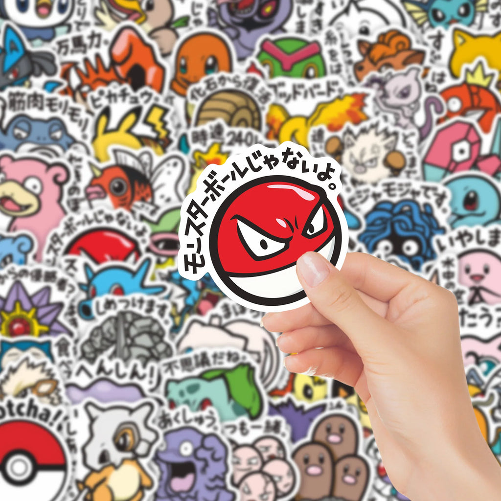 Set of 56 Veltora anime Pokémon Pikachu stickers featuring cartoon designs for decorating laptops, notebooks, and accessories.