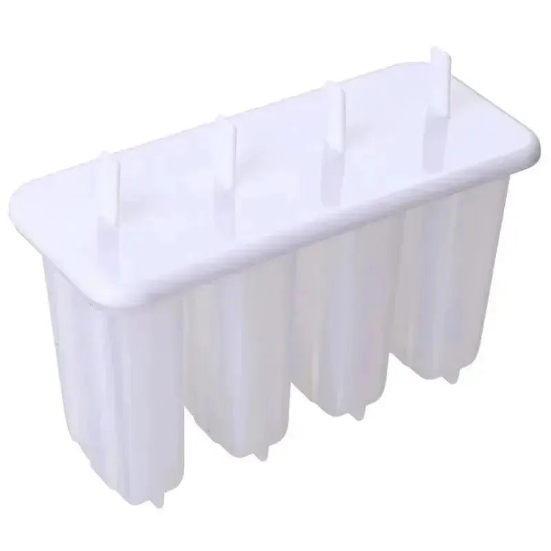 Veltora 4-link popsicle mold with lid for homemade mung bean and ice cream frozen treats, durable plastic ice cream molds.