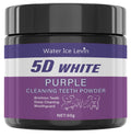 Veltora purple tooth cleaning powder in a jar, showcasing sulfate-free deep cleaning and whitening benefits for daily use and travel.
