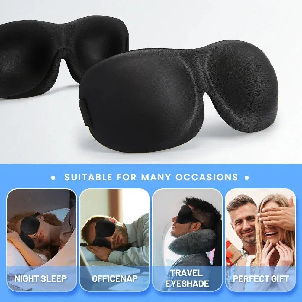 Veltora 3D sleep mask with soft memory foam, lightweight eye cover for comfortable sleep and travel darkness, black color.