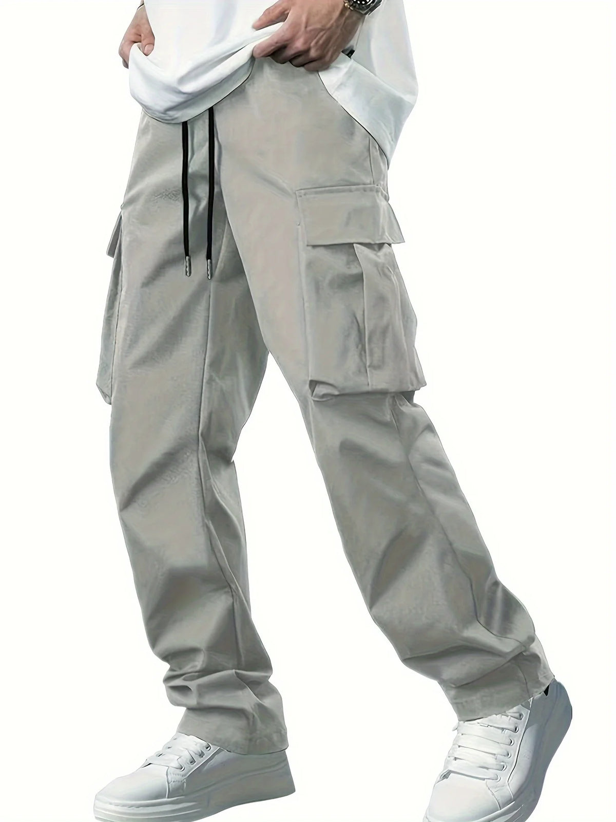 Veltora men's casual work pants with drawstring and multiple pockets, suitable for summer, European and American styles