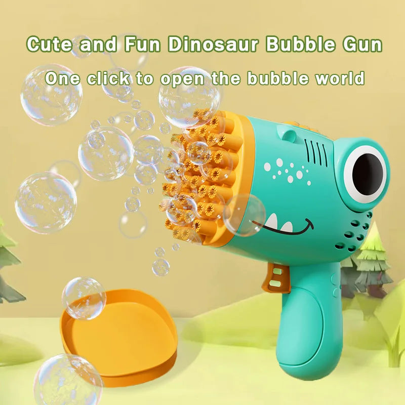 Veltora 40 Hole Dinosaur Bubble Handheld Bubble Machine with electric bubble gun design, outdoor wedding and party toy without bubble water.